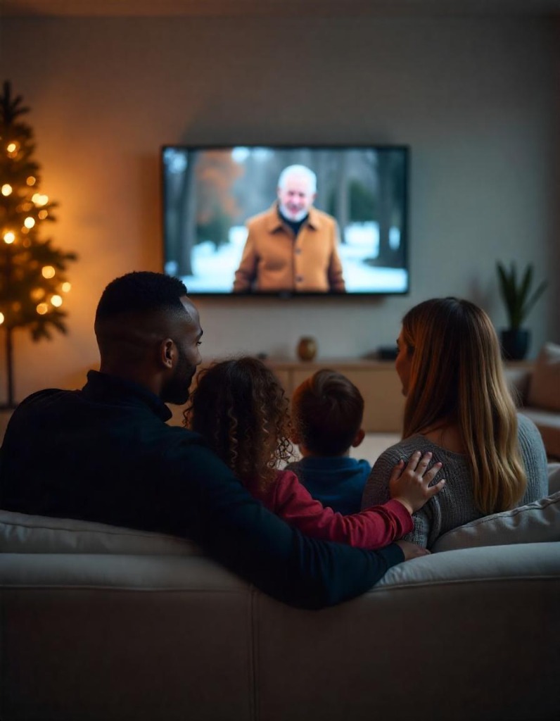 Cozy family watching TV