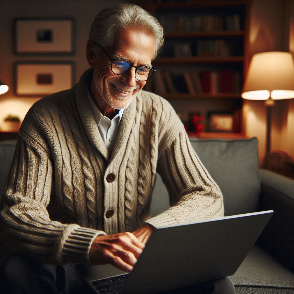 Elderly man on laptop